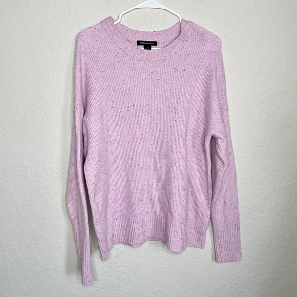 Something Navy Flecked Crewneck Sweater Pink Large - Picture 8 of 10